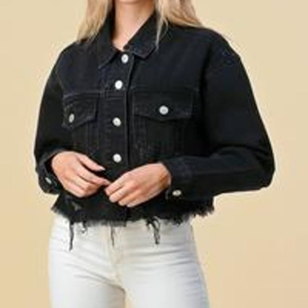 Heart & Hips - Black Denim Cropped Jacket